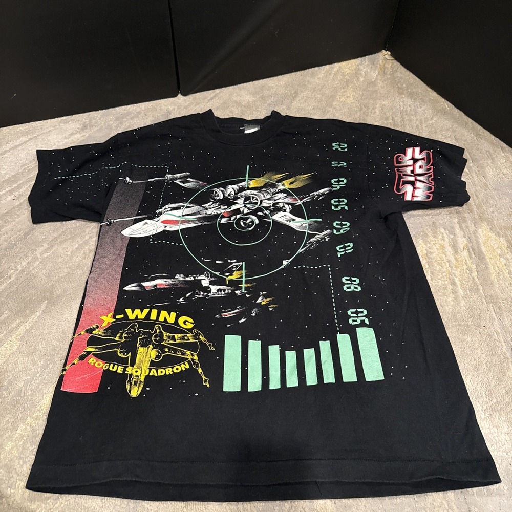 Vintage Star Wars 90s 1996 X-Wing Rogue Squadron Black T-shirt L Single Stitch